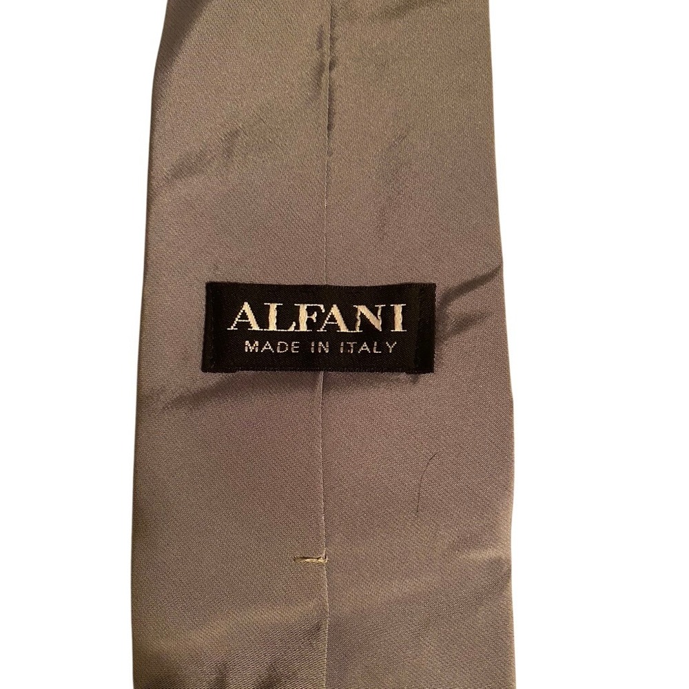 Alfani Mens Silk Necktie Solid Grey Made in Italy Formal Business Tie